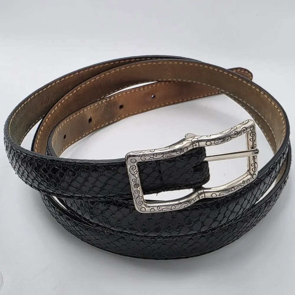 Brighton Women's Leather Belt Brown Rectangle Silver Buckle Size 38